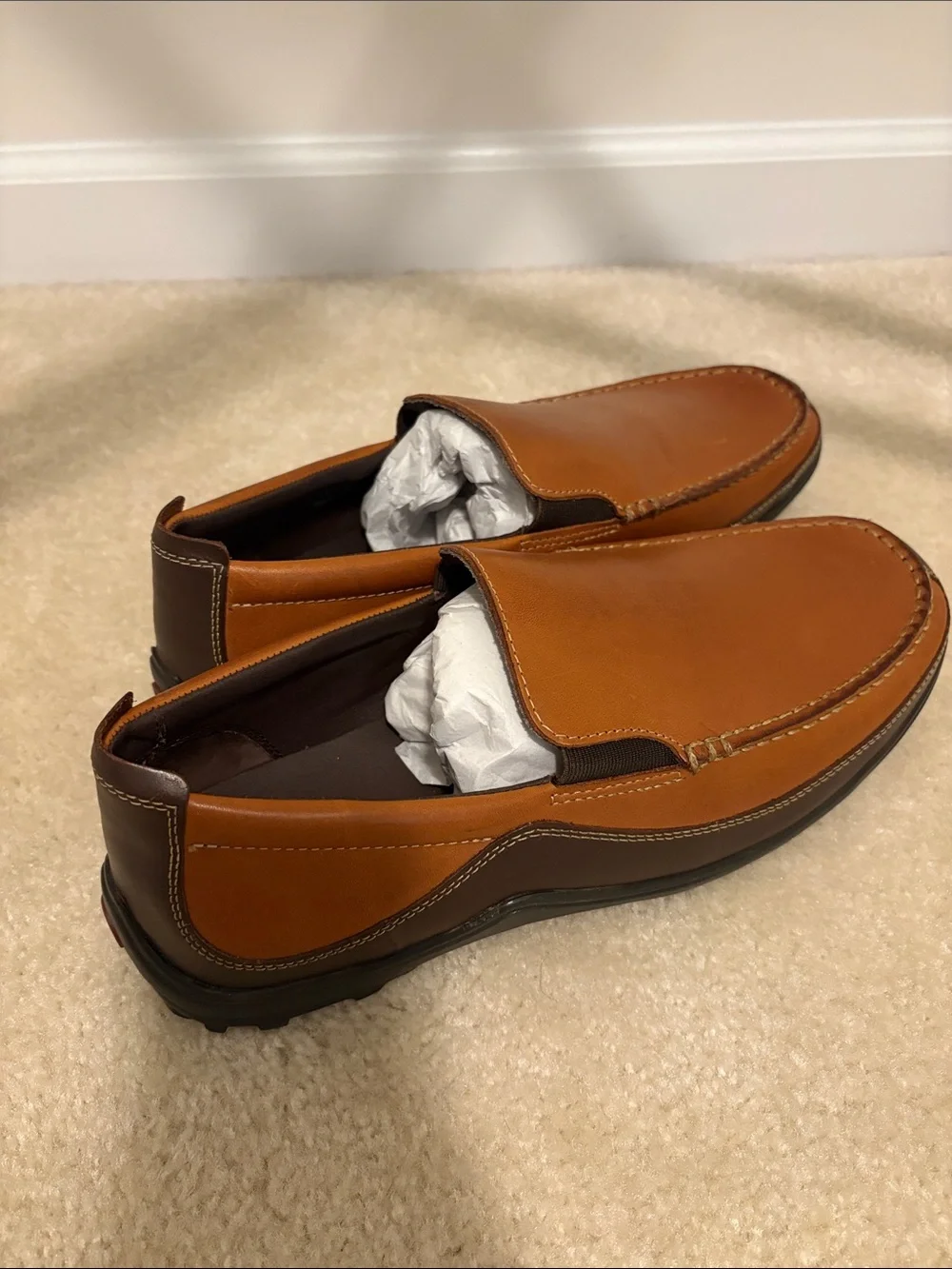 Cole Haan Two-Tone Brown Leather Slip-On Loafers…NEVER been worn!